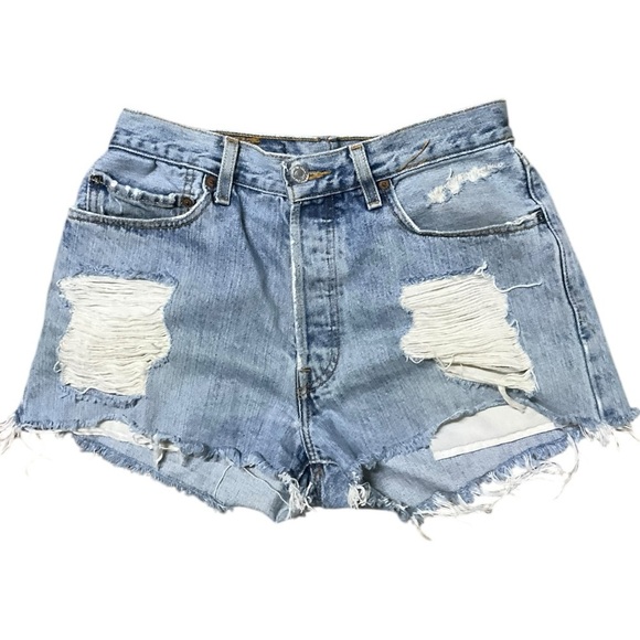 Levi's Pants - Levi’s 505 Distressed‎ Woman’s  Denim Cutoff Blue Shorts Size 28